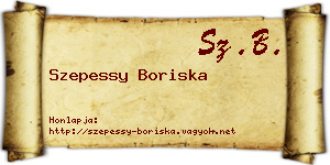 Szepessy Boriska névjegykártya